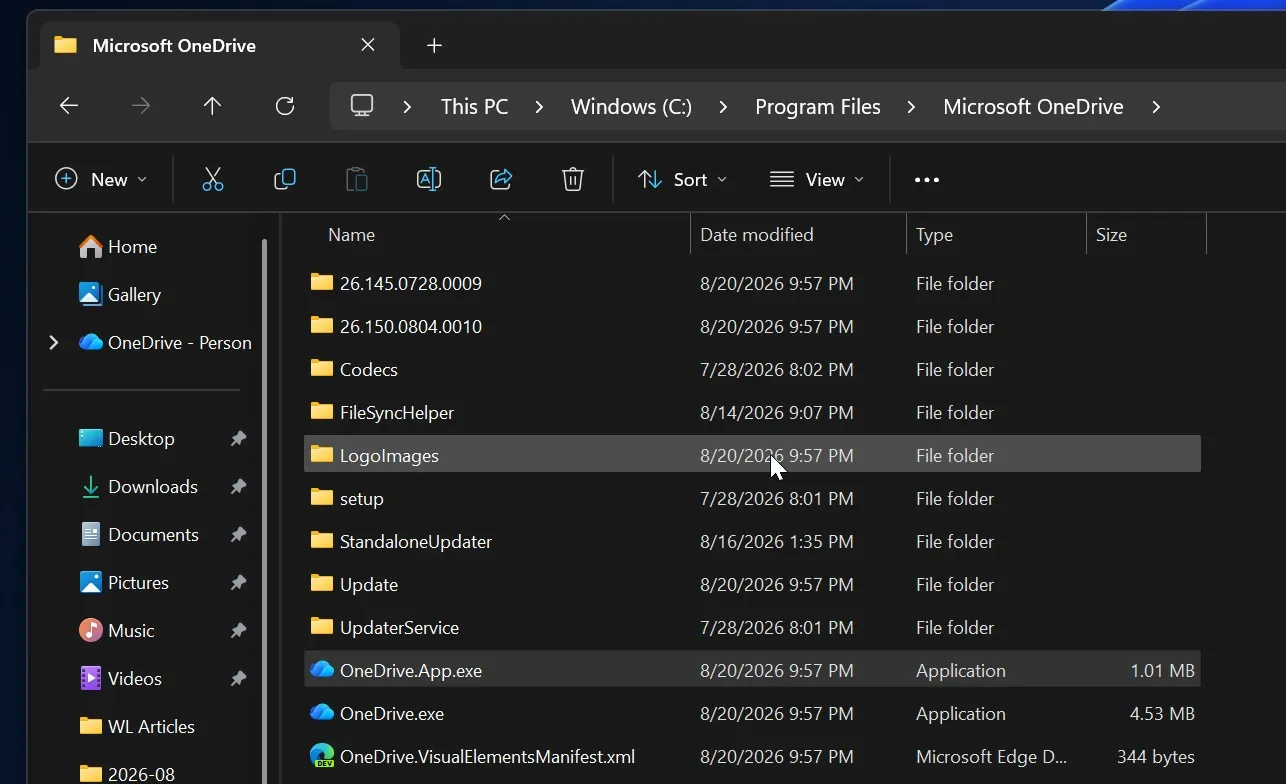 OneDrive Photos app hidden